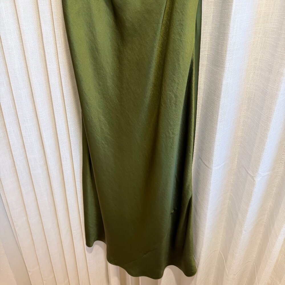 NWOT Aritzia Wilfred "Only Cowlneck" satin slip dress — Grotto Green, Size L - Picture 3 of 4